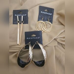 Rampage Goldtone Textured Matte Finish Statement Earrings